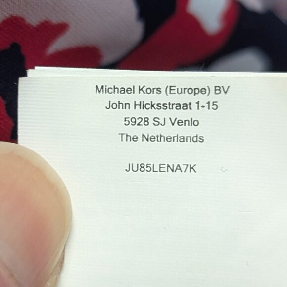 Michael Kors Size XS Black/Red/White Floral Cold Shoulder Blouse With Neck Tie - Picture 11 of 16